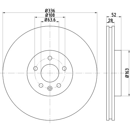 Слика на кочионен диск HELLA PAGID PRO 8DD 355 119-131 за Volvo S80 Saloon 3.2 AWD - 243 коњи бензин