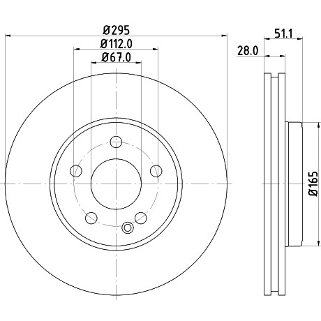 Слика на кочионен диск HELLA PAGID PRO 8DD 355 119-411 за Mercedes B-Class (w246) B 200 CDI (246.201) - 136 коњи дизел