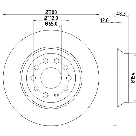 Слика на кочионен диск HELLA PAGID PRO 8DD 355 119-481 за Audi A3 Sportback (8VA) 1.0 TFSI - 115 коњи бензин