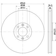 Слика 1 на кочионен диск HELLA PAGID PRO 8DD 355 119-641