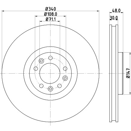 Слика на кочионен диск HELLA PAGID PRO 8DD 355 119-651 за Citroen C6 Sedan 3.0 HDi - 241 коњи дизел