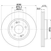 Слика 1 на кочионен диск HELLA PAGID PRO 8DD 355 120-141