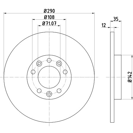 Слика на кочионен диск HELLA PAGID PRO 8DD 355 120-421 за Citroen Jumpy (V) 1.6 BlueHDi 115 - 115 коњи дизел