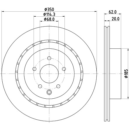 Слика на кочионен диск HELLA PAGID PRO 8DD 355 122-261 за Nissan 370Z (Z34) 3.7 - 330 коњи бензин