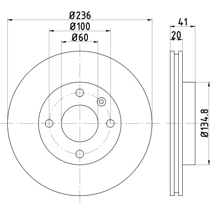 Слика на кочионен диск HELLA PAGID PRO 8DD 355 123-121 за Opel Karl (C16) 1.0 LPG - 73 коњи Бензин/Автогаз (LPG)