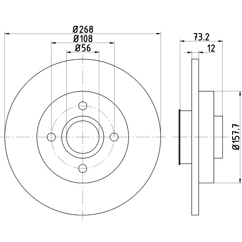 Слика на кочионен диск HELLA PAGID PRO 8DD 355 123-261 за Peugeot Partner Box 1.6 HDi - 90 коњи дизел