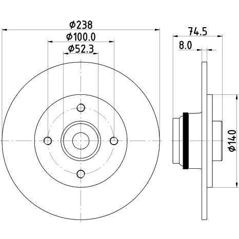 Слика на кочионен диск HELLA PAGID PRO 8DD 355 123-351 за Renault Megane 1 Classic (LA0-1) 1.9 dCi (LA05, LA1F) - 102 коњи дизел