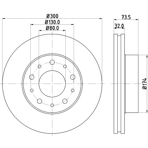 Слика на кочионен диск HELLA PAGID PRO 8DD 355 125-261 за Fiat Ducato Platform 250 160 Multijet 3,0 D - 158 коњи дизел