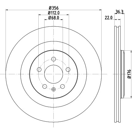 Слика на кочионен диск HELLA PAGID PRO 8DD 355 125-551 за Audi A6 Sedan (4G2, C7) 2.0 TFSI - 211 коњи бензин