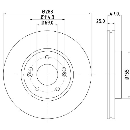 Слика на кочионен диск HELLA PAGID PRO 8DD 355 126-431 за Hyundai i30 Estate (PDE) 1.0 T-GDI - 120 коњи бензин