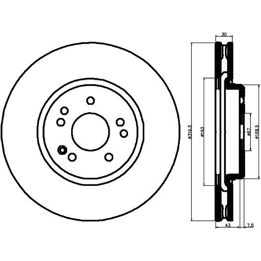 Слика на кочионен диск HELLA 8DD 355 103-401 за Mercedes S-class Saloon (w124) 400 E 4.2 (124.034) - 279 коњи бензин