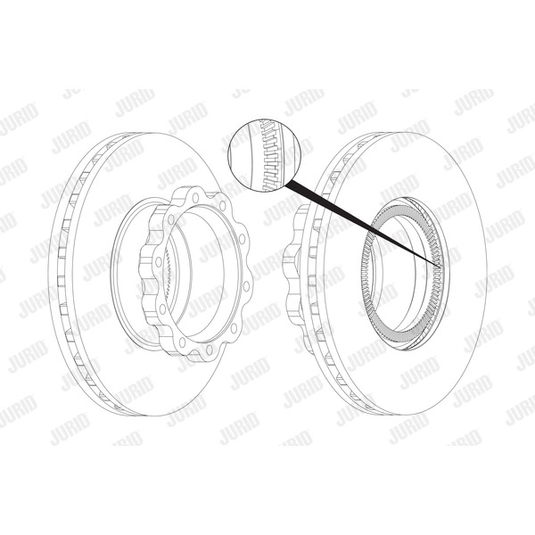 Слика на кочионен диск JURID 567407J за камион MAN F 2000 19.464 FS, FLS, FLLS, FRS, FLRS, FLLRS - 460 коњи дизел