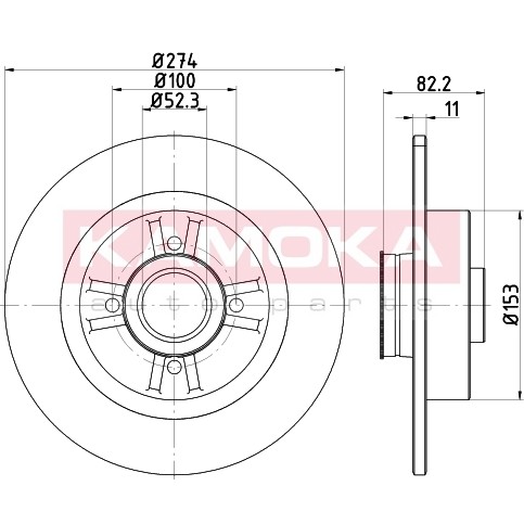 Слика на кочионен диск KAMOKA  1031025 за Renault Grand Scenic 2 (JM0-1) 2.0 - 163 коњи бензин