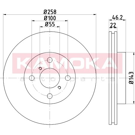 Слика на кочионен диск KAMOKA  1031095 за Toyota Yaris (P9) 1.33 VVT-i - 99 коњи бензин