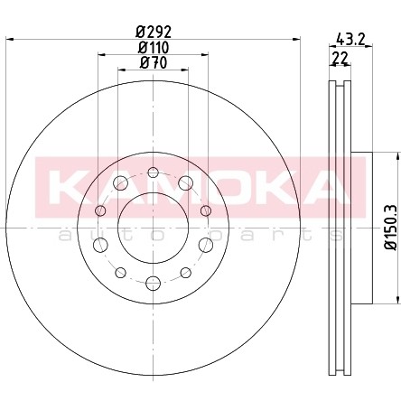 Слика на кочионен диск KAMOKA  103229 за Alfa Romeo 159 Sedan 3.2 JTS - 260 коњи бензин