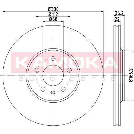 Слика на кочионен диск KAMOKA  103235 за Audi A5 Cabrio (8F7) 1.8 TFSI - 160 коњи бензин