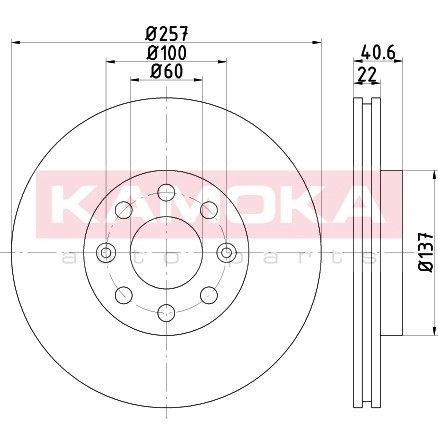 Слика на кочионен диск KAMOKA  1032608 за Opel Corsa D 1.2 - 80 коњи бензин