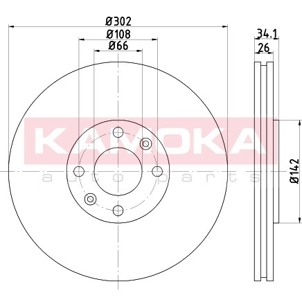 Слика на кочионен диск KAMOKA  103261 за Citroen C4 Picasso UD 2.0 HDi 150 - 150 коњи дизел