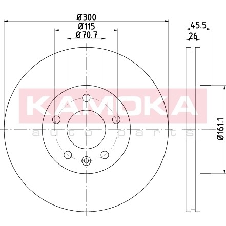 Слика на кочионен диск KAMOKA  103265 за Opel Astra J 1.7 CDTI - 110 коњи дизел