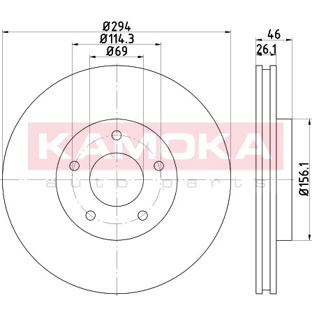 Слика на кочионен диск KAMOKA  103266 за Mitsubishi ASX (GA W) 2.0 i - 150 коњи бензин