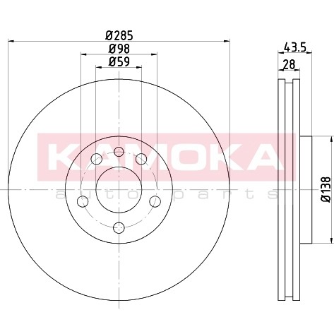 Слика на кочионен диск KAMOKA  103268 за Citroen C8 EA,EB 2.2 - 158 коњи бензин