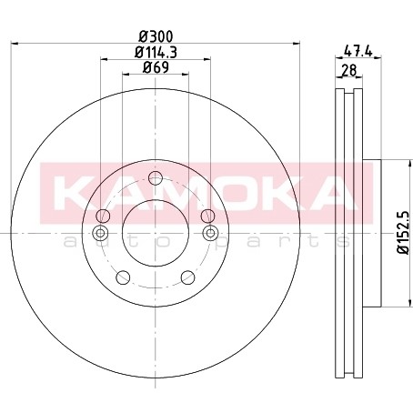 Слика на кочионен диск KAMOKA  103289 за Hyundai I30 (GD) 1.4 CRDi - 90 коњи дизел