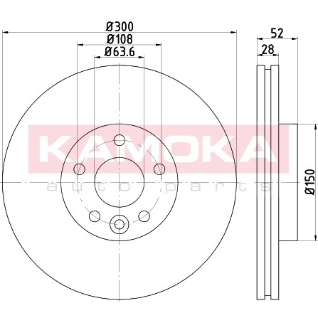 Слика на кочионен диск KAMOKA  103292 за Ford Mondeo 4 Saloon 1.8 TDCi - 100 коњи дизел