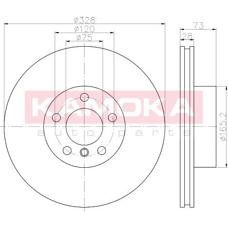 Слика на кочионен диск KAMOKA  103295 за BMW X3 F25 sDrive 18 d - 143 коњи дизел