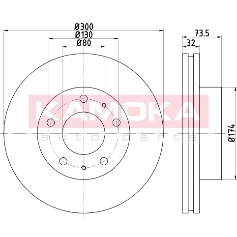 Слика на кочионен диск KAMOKA  103314 за Fiat Ducato Platform 250 160 Multijet 3,0 D - 158 коњи дизел