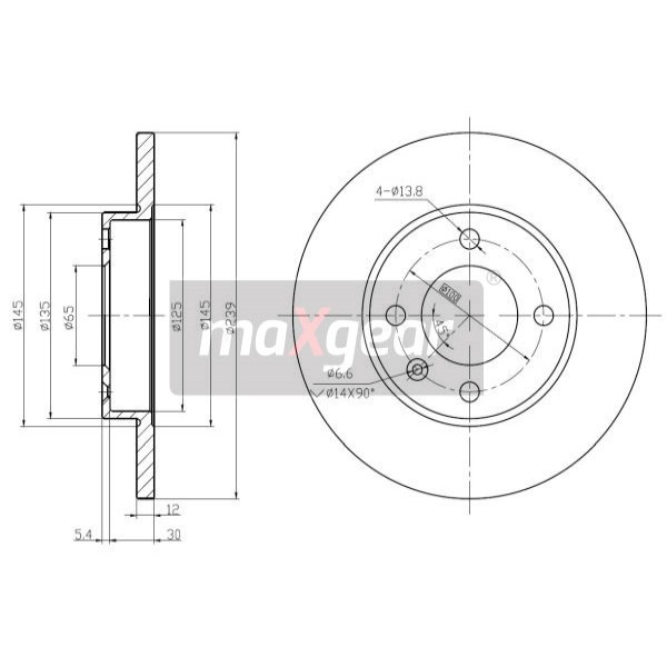 Слика на кочионен диск MAXGEAR 19-0681 за Seat Ibiza 2 (6K) 2.0 i - 115 коњи бензин