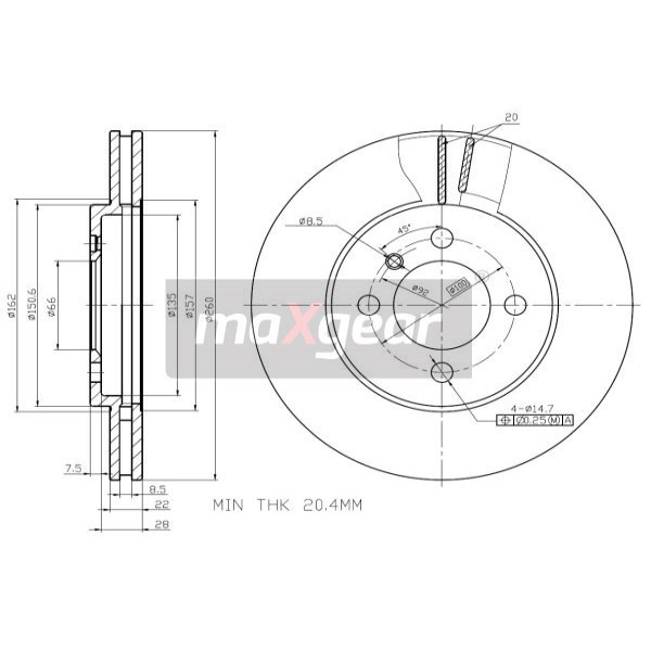 Слика на кочионен диск MAXGEAR 19-0691 за BMW 3 Coupe E30 316 - 90 коњи бензин