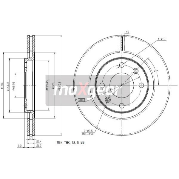 Слика на кочионен диск MAXGEAR 19-0700 за Citroen Xantia Estate X1 1.8 i - 90 коњи бензин