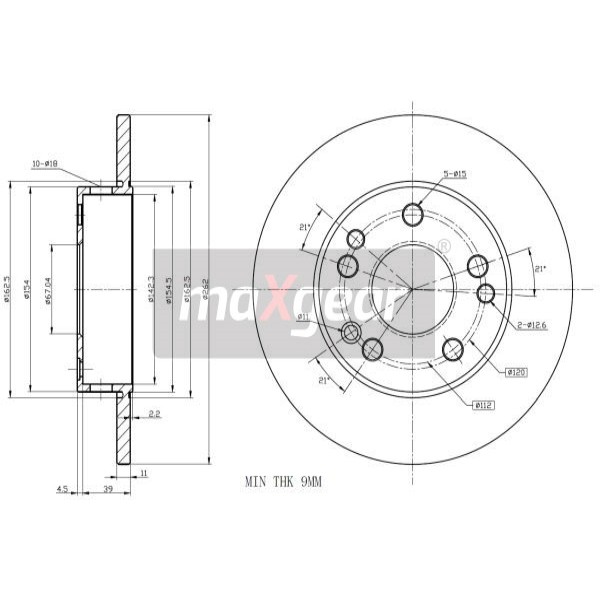 Слика на Кочионен диск MAXGEAR 19-0721