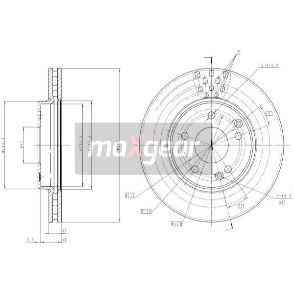 Слика на кочионен диск MAXGEAR 19-0725 за Mercedes C-class Saloon (w203) C 180 (203.035) - 129 коњи бензин