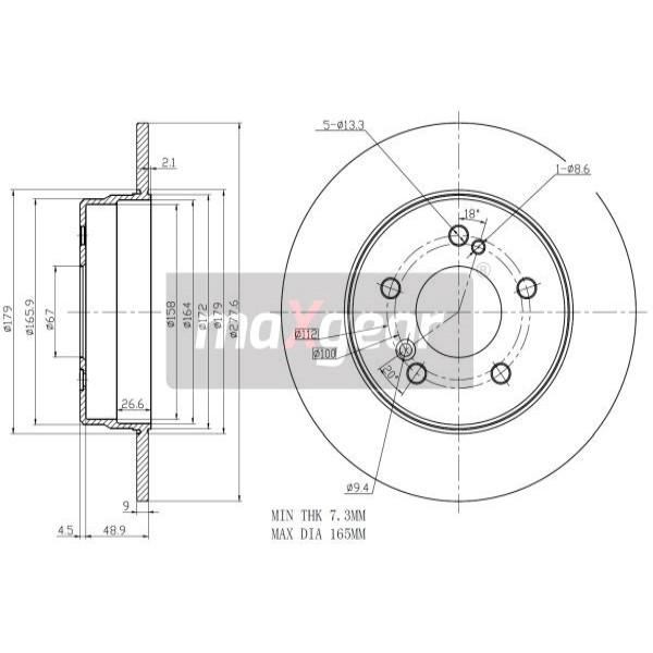 Слика на кочионен диск MAXGEAR 19-0726 за Mercedes E-class Saloon (w210) E 220 D (210.004) - 95 коњи дизел