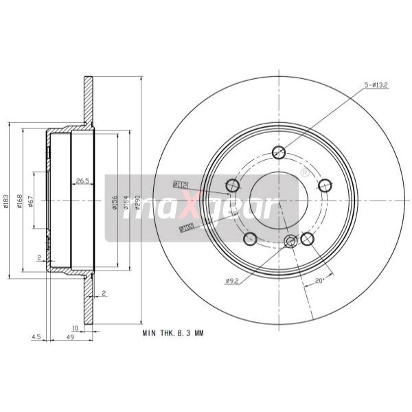 Слика на кочионен диск MAXGEAR 19-0727 за Mercedes CLC-class (cl203) CLC 350 (203.756) - 272 коњи бензин