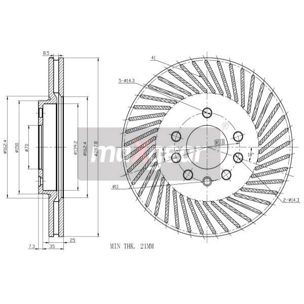 Слика на кочионен диск MAXGEAR 19-0737 за Opel Vectra B 1.6 i 16V - 100 коњи бензин