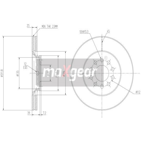 Слика на кочионен диск MAXGEAR 19-0760 за Audi A6 Avant (4B, C5) 2.4 - 170 коњи бензин