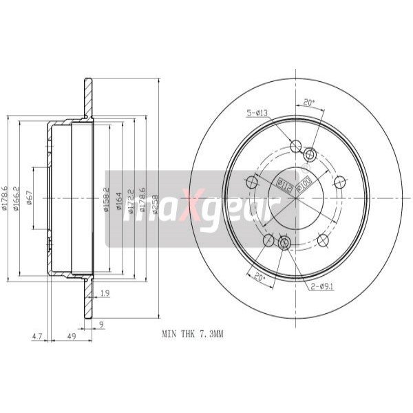 Слика на кочионен диск MAXGEAR 19-0770 за Mercedes E-class Coupe (c124) E 200 (124.040) - 136 коњи бензин