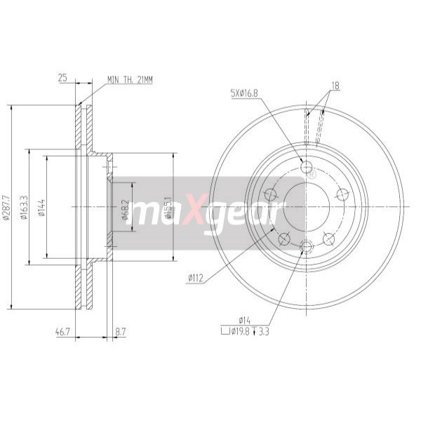 Слика на Кочионен диск MAXGEAR 19-0775