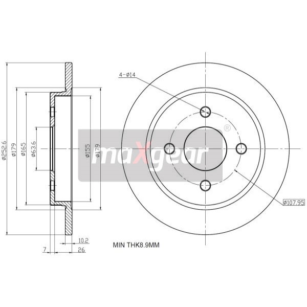 Слика на кочионен диск MAXGEAR 19-0781 за Ford Sierra Estate (BNG) 2.0 i - 100 коњи бензин