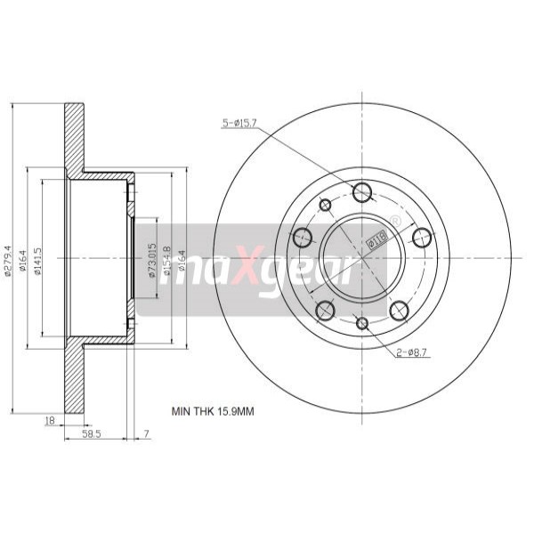 Слика на кочионен диск MAXGEAR 19-0785 за Citroen Jumper BUS 230P 2.0  4x4 - 109 коњи бензин