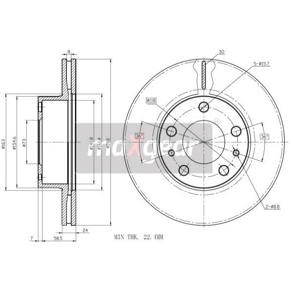 Слика на кочионен диск MAXGEAR 19-0798 за Citroen Jumper BUS 230P 2.0  4x4 - 109 коњи бензин