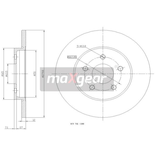 Слика на кочионен диск MAXGEAR 19-0816 за Ford Mondeo 3 (B5Y) ST220 - 226 коњи бензин