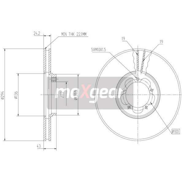 Слика на Кочионен диск MAXGEAR 19-0841