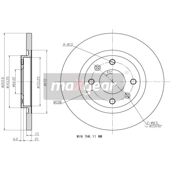 Слика на Кочионен диск MAXGEAR 19-0843