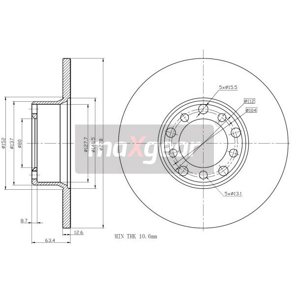 Слика на Кочионен диск MAXGEAR 19-0845