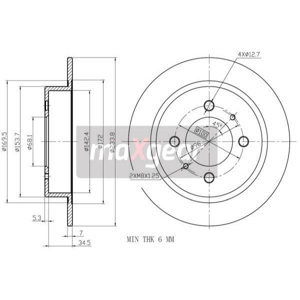 Слика на Кочионен диск MAXGEAR 19-0957