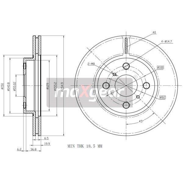 Слика на Кочионен диск MAXGEAR 19-0970