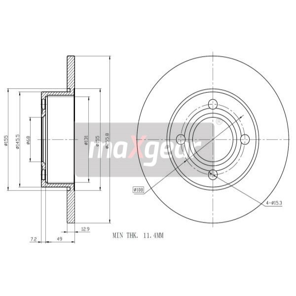 Слика на Кочионен диск MAXGEAR 19-0985